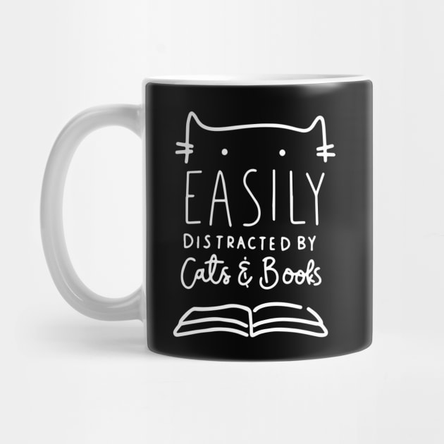 Funny Easily Distracted By Cats And Books Gifts by ZimBom Designer